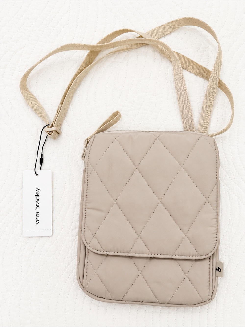 Vera Bradley Quilted Crossbody Bag in Taupe